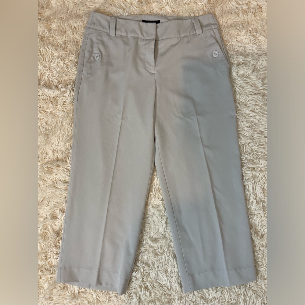 Sandro sporwear ankle dress pants mid rise pockets viscose blend 8 grey blue